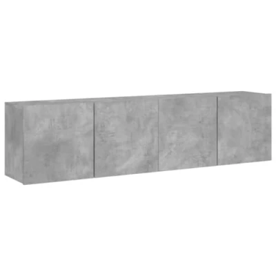 Image of vidaXL Modern Concrete Grey Wall mounted TV Cabinets, Living Room Media Units with Ample Storage Space, Engineered Wood, 2 pcs Set, 80x30x41 cm Each