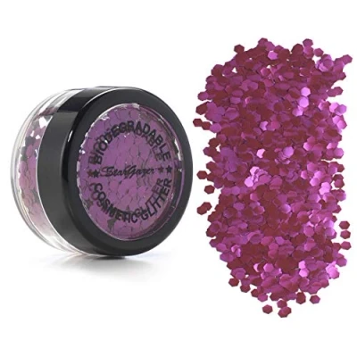 Image of Stargazer Biodegradable Chunky Glitter Shaker Fushia. Festival Friendly Cosmetic