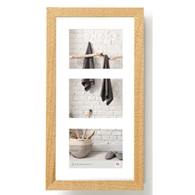Image of walther Design Picture Frame Natural 3x 13x18 cm Gallery with PassepArtout, Home Wooden HO338H