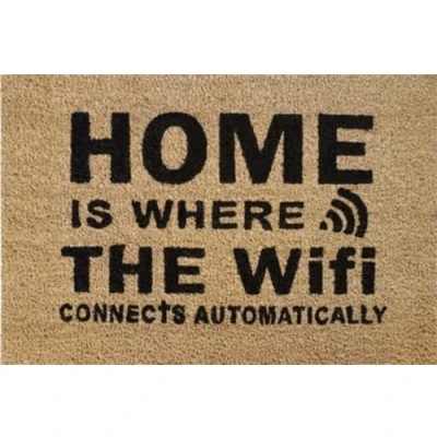 Image of Natural Coir 60cm x 40cm heavy duty doormats with rubber base humourous message (home is where the wifi is)