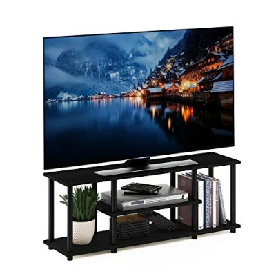 Image of Furinno Turn N Tube No Tools 3D 3 Tier Entertainment TV Stands, Walnut/Black, 55 Inch