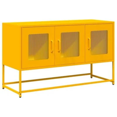 Image of vidaXL TV Cabinet Mustard Yellow Steel Storage Unit/Sideboard 100.5x39x60.5 cm Modern Living Room/Bedroom Furniture