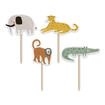Image of Anniversary House 12 pcs Safari Cake Toppers, Ranging from 3 6cm, Party Cupcake Premium Paper, Decorations J226