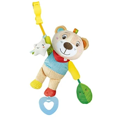 Image of Clementoni 17788 Easy Peasy Soft Bear Plush With Grip And Rattle, Toys For Pushchair, Toddlers 0 Months, Early Years Toys, Infant New Born Gift, Machine Washable