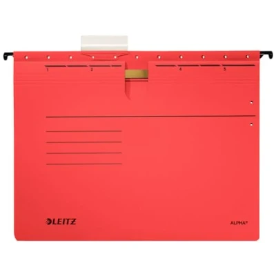 Image of Leitz Alpha 19843025 Suspension Files for Professional Filing Pack of 5 Coloured Card Red