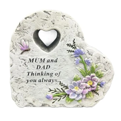 Image of Angraves Special Mum and Dad Graveside Memorial Heart Flower Dragonfly Grave Plaque Ornament Decoration