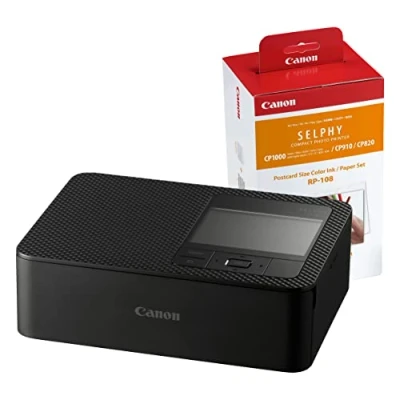 Image of Canon SELPHY CP1500 Wireless Photo Printer inc RP 108 Ink Paper Set Black