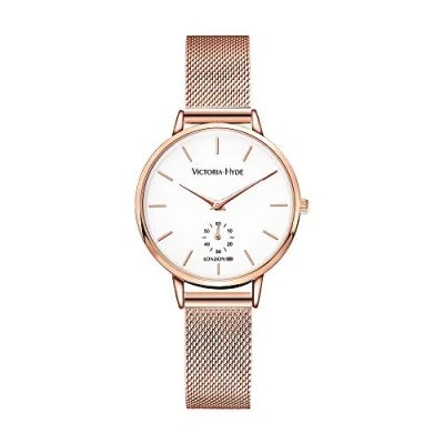 Image of VICTORIA HYDE Fashion Elegant Women Watch with Clear White Dial Analog Quartz Stainless Steel Mesh Band
