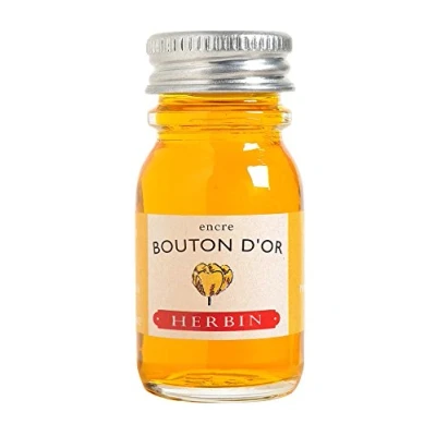 Image of Herbin 11553T 10ml bottle of ink for fountain pens and rollerball (product without packaging zero waste objective), Jaune bouton d&#039;or/Buttercup yellow