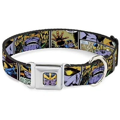 Image of Dog Collar Seatbelt Buckle Thanos Comic Scene Blocks 18 to 32 Inches 1.5 Inch Wide, DC WMC149 WL