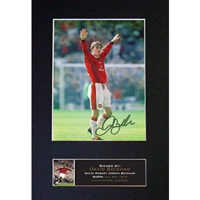 Image of DAVID BECKHAM Signed Autograph Mounted Photo Reproduction Print A4 Very Rare (297 x 210mm) #669 (Mount &amp; (Not Framed))