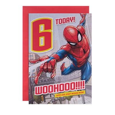 Image of Hallmark 6th Birthday Card For Kids Marvel Spider Man Design