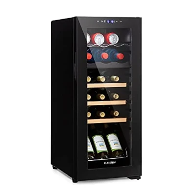 Image of Klarstein Bovella Duo+ Two Zone Wine Cooler Refrigerator, Beverage Separate Cooling Zones, Glass Door, Compact Dimensions, Stylish, Capacity: 50 litres / 18 Bottles