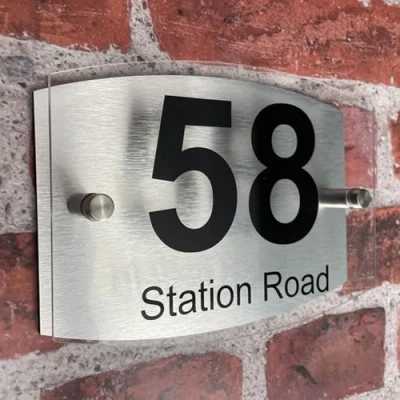 Image of House Numbers Plaques Modern Black Door for Wall Address Number Plates Outside Personalised Front Perspex Acrylic Sign (Bold Font)