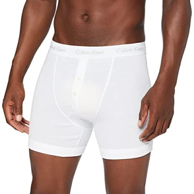 Image of Calvin Klein Boxer Brief Button Fly Long Leg Boxers for Men Mens Shorts Pack of 1 White Large