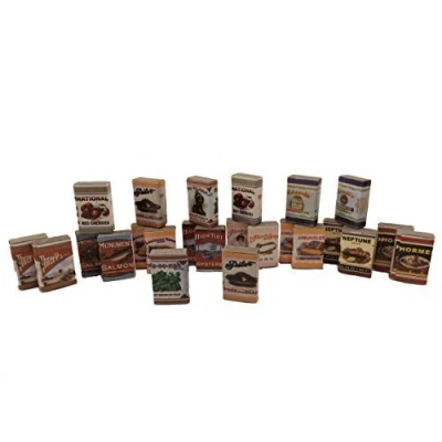 Image of Melody Jane Dolls House 24 Old Fashioned Grocery Tin Cans Kitchen Shop Accessory