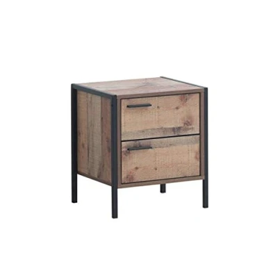 Image of Timber Art Design UK Bedside Table 2 Drawer Compact Wooden Cabinet Storage Unit Nightstand Modern Furniture for Living Room, Bedroom, Hallway, W44cm x H50cm D40cm