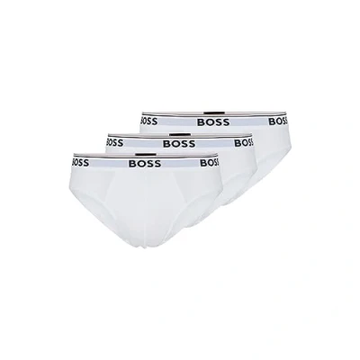 Image of BOSS Men&#039;s 3 Pack Classic Regular Fit Stretch Briefs, White, L