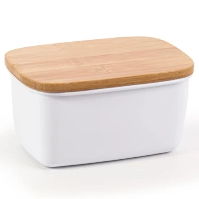 Image of EHC Large Butter Dish with Airtight Lid, Crock, Keeper, French for Soft Fresh Butter, Container Lid White, 500ml,15 x 10 8 cm