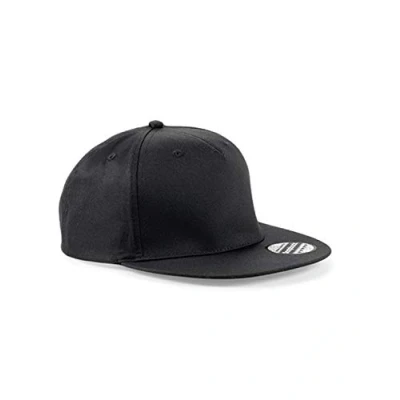 Image of Beechfield Unisex B610.CSR 5 Panel Snapback Rapper Cap Black, One Size