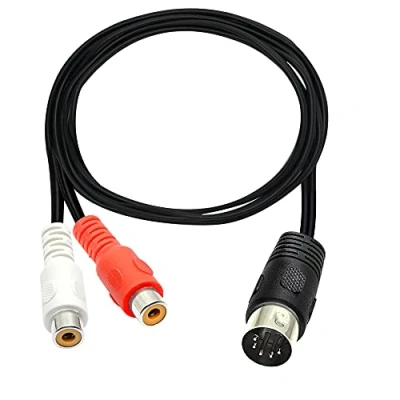 Image of PNGKNYOCN Din 5 Pin to RCA Cable Male 2 Female Plugs Audio for Bang &amp; Olufsen, Naim, Quad, Stereo Systems(1.5m)