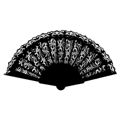 Image of Lizzy 1 x Black Lace Spanish Fan Womens One Size Fordable Hand Held for Wedding Party Halloween Fancy Dress Costume Accessory