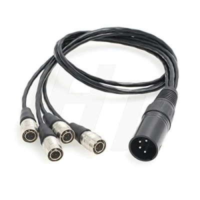 Image of Y Splitter Power Cable XLR 4 Pin to x Hirose Male for Sound Devices 688 664 Zoom F8