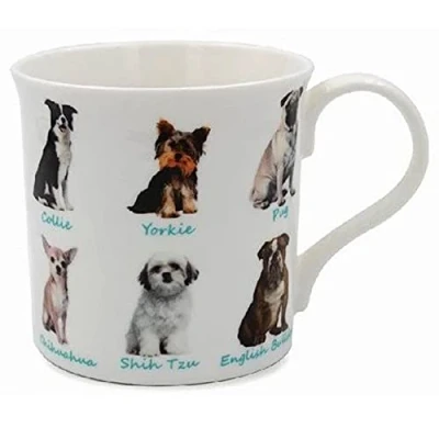 Image of The Leonardo Collection LP92874 Ceramic Mug Dogs 1 Piece 12x8x9 cm Accessory, White
