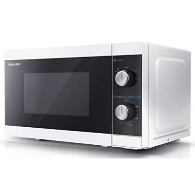 Image of SHARP YC MS01U W Compact 20 Litre 800W Manual control Microwave, 5 power levels, defrost function, LED cavity light White