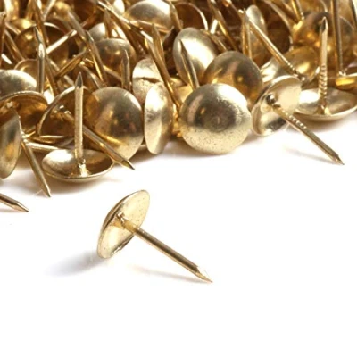 Image of 100x Brass Decorative Upholstery Nails 10mm Domed Head Fabric Furniture Tacks