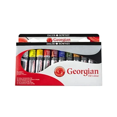 Image of Daler Rowney Georgian 22ml Oil Paint Introduction Set, 10 Assorted Colours, Ideal for Professional Artists &amp; Students