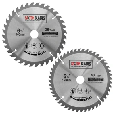 Image of 2X Saxton TCT Circular Wood Saw Blades 160mm x 20mm for Festool TS55 Bosch Makita Pack A Fits 165mm Saws