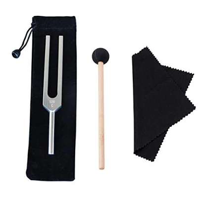 Image of Tuning Fork, 528 Hz Fork with Silicone Hammer and Cleaning Cloth for DNA Repair Healing Perfect Musical Instrument