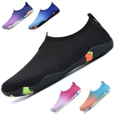Image of WateLves Beach Swimming Water Shoes Men Women Swim Aqua Barefoot Yoga Surf Quick Drying Lightweight Unisex (Black 11)