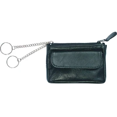 Image of Alassio Schlüsseletui aus feinem Nappaleder, mit 2 Schlüsselringen an Ketten und Vorfach Key Case, 12 cm, Black (Schwarz)