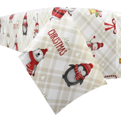 Image of Mr Crimbo Wipe Clean PVC Vinyl Christmas Tablecloth Dining Xmas Cover 140x240cm Merry