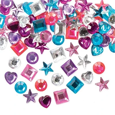 Image of Baker Ross FE270 Princess Self Adhesive Acrylic Jewels Pack of 200, Card Making Supplies, Embellishments for Crafting, Craft Supplies Kids