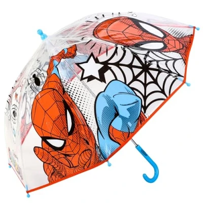 Image of Marvel Spiderman Dome Umbrella for Kids Childrens Boys Girls Brolly with Safety Opening