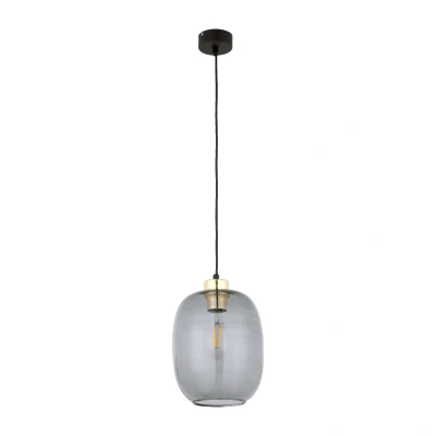 Image of Delta Dome Pendant Ceiling Light Black, Graphite Glass 1xE27