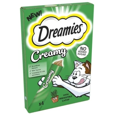 Image of Dreamies Creamy Cat Treats 4x10 g with Catnip Snacks Flavor