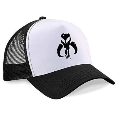 Image of Naughtees Clothing Boba Fett Mandalorian Black/White Trucker Cap.
