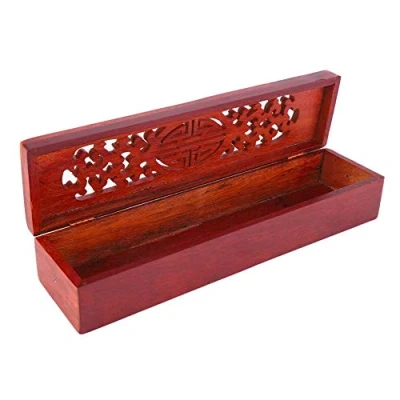 Image of Incense Stick Holder Box Handmade Wooden Joss Cone Burner Storage Ash Catcher with Home Buddhist Temple Accessory(#3)