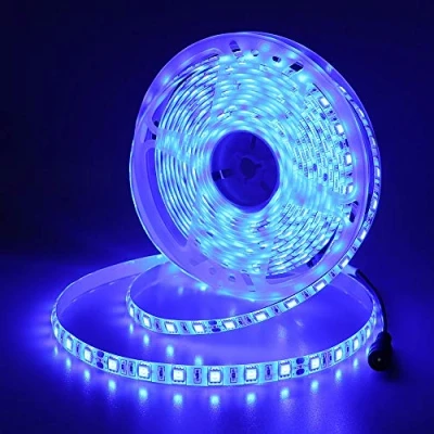 Image of JOYLIT 24V LED Strip Lights 5M Blue 460 465nm IP65 Waterproof, 300LEDs 5050 SMD Flexible Cuttable Tape for Kitchen, Party, Boat, Bathroom (Without Power Supply)