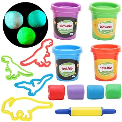 Image of Toyland® Glow In The Dark Dinosaur Dough Set Creative Toys Age 3+
