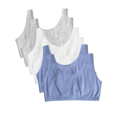 Image of Fruit of the Loom Women&#039;s Built up Sports Bra, Heather Gray/White/Heather Blue Pack 6, 40 UK