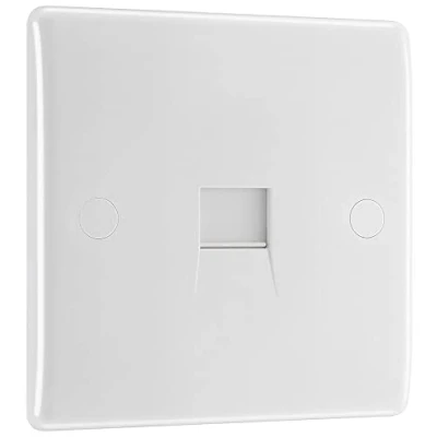 Image of BG Electrical 8BTS/1 01 Single Secondary Telephone Slave Socket, Round Edge, White