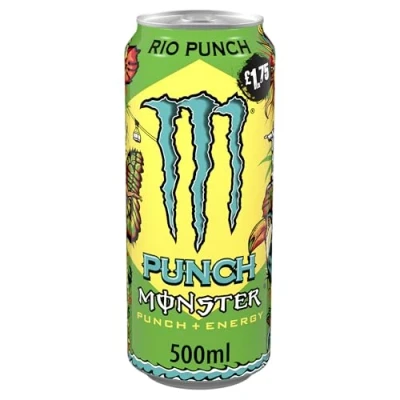 Image of Monster RIO PUNCH Energy Drink 12 x 500ml Cans Tropical Flavour High Caffeine Carbonated Beverage
