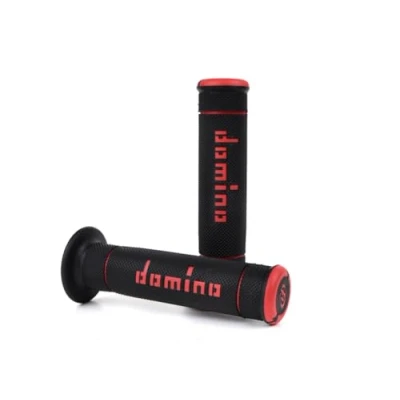 Image of Domino 872293 Pair of Trial Knobs Black/Red (Motorcycle Knobs)