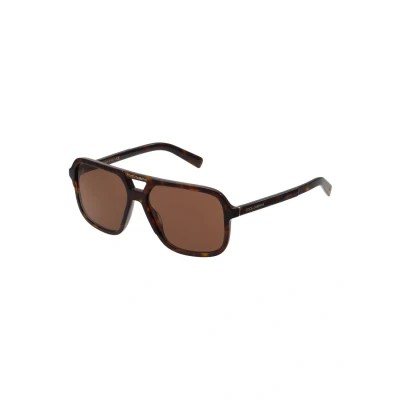 Image of Dolce &amp; Gabbana Man DG4354 502/73 Sunglasses Acetate Turtle Brown Squared Normal Shaded