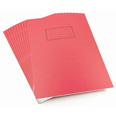 Image of Silvine A4 Red Exercise Book, Lined With Margin 80 Pages (Pack of 10)